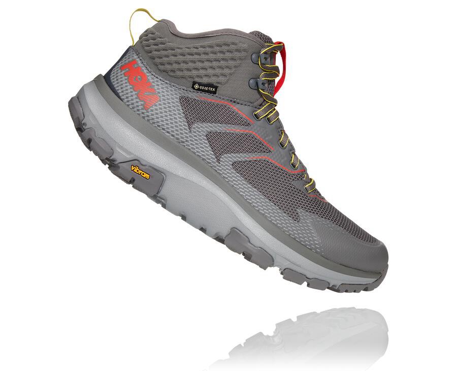 Hiking Boots Mens - Hoka One One Toa GORE-TEX - Grey - QEXUTNJ-17